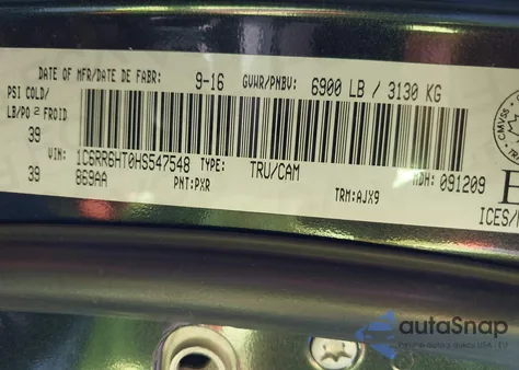 2017 Ram 1500 Sport из США, поврежденный, VIN 1C6RR6HT0HS547548